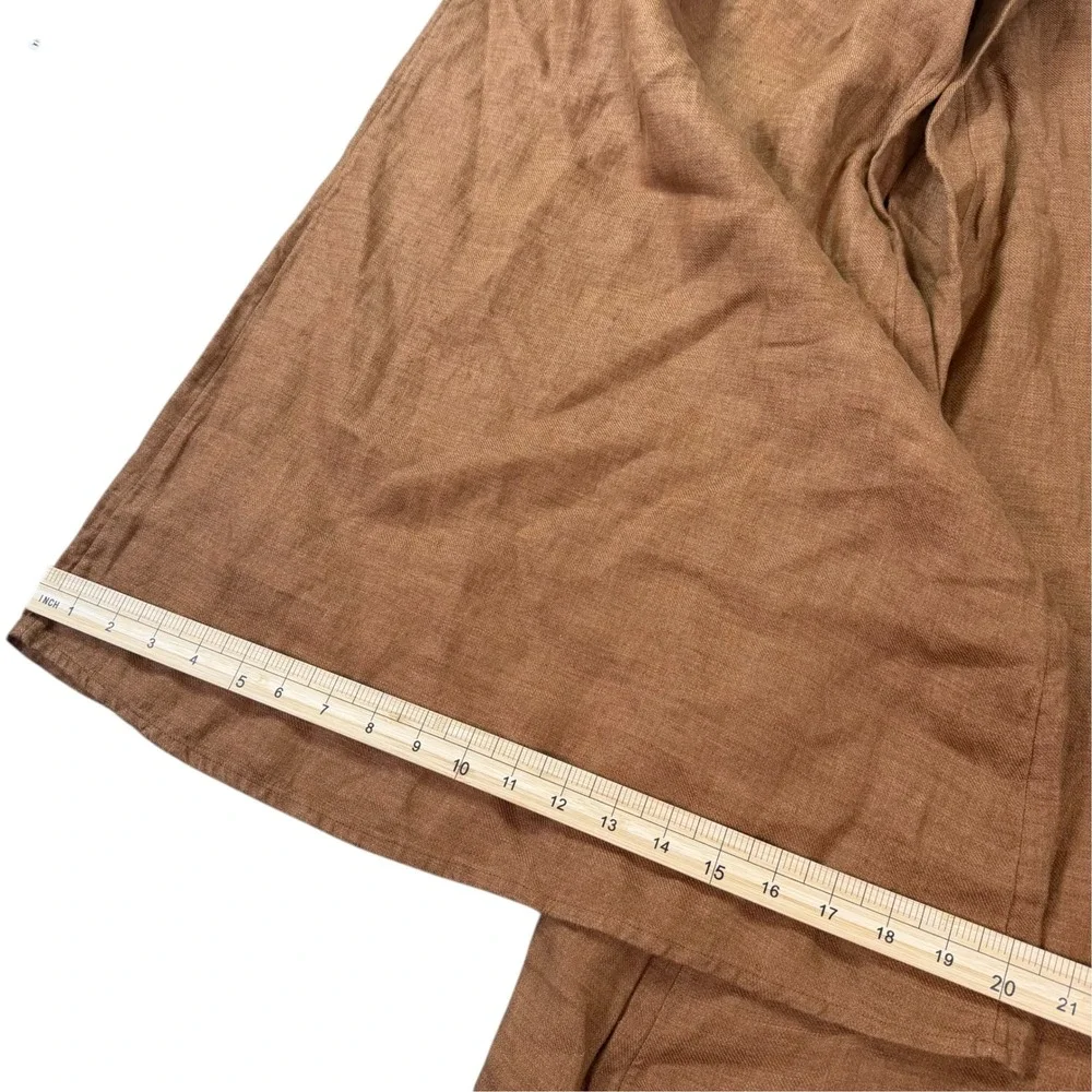 Banana Republic Womens Wide Leg Brown Linen Pleated Trouser Pants Size 00 Petite